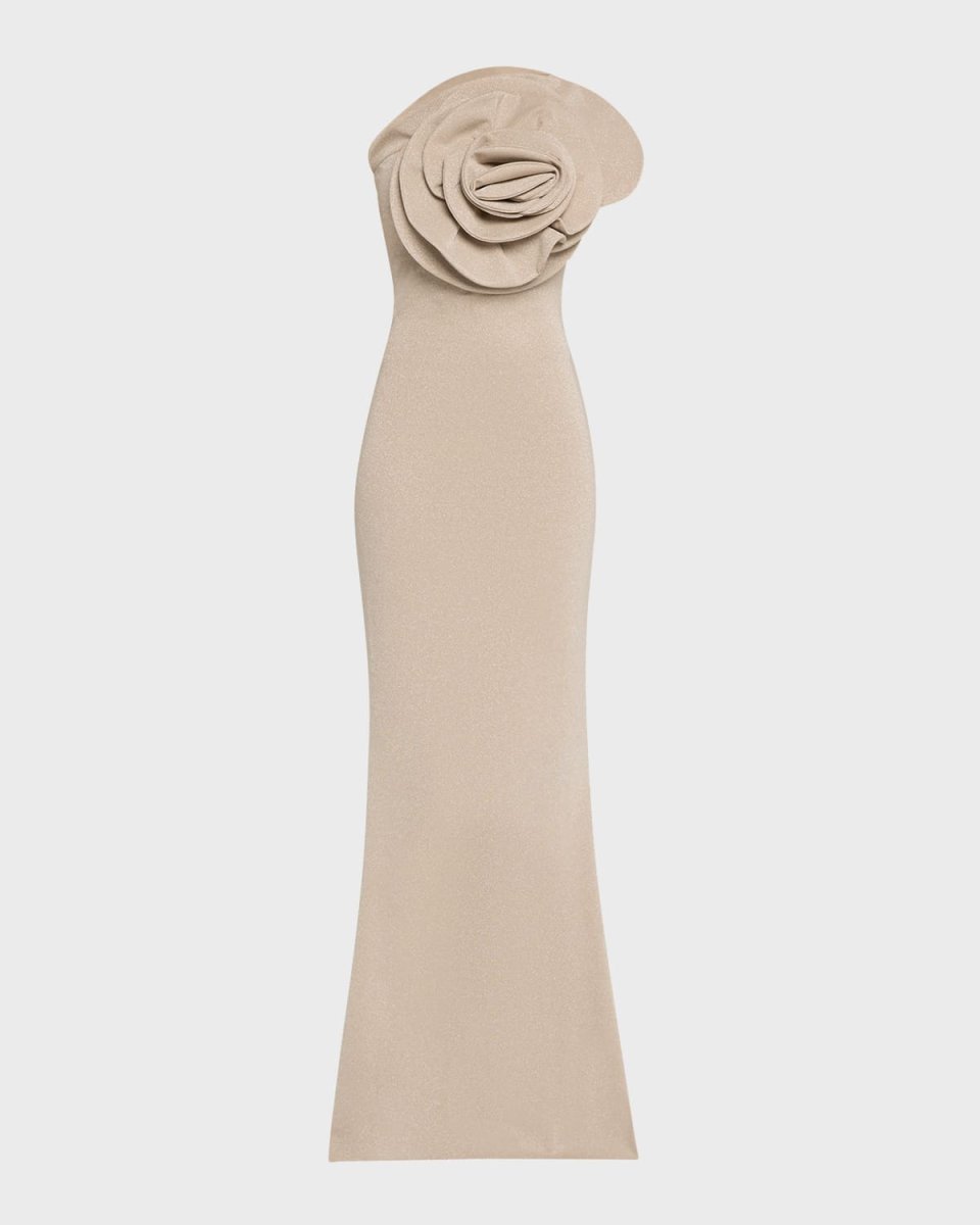Shimmer One-Shoulder Flower Gown